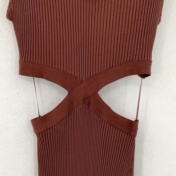 NWT Zara Brown Sleeveless Cut Out Midi Dress Size Medium - Picture 6 of 10